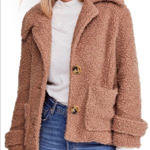 Free People Fuzzy Brown So Soft Peacoat